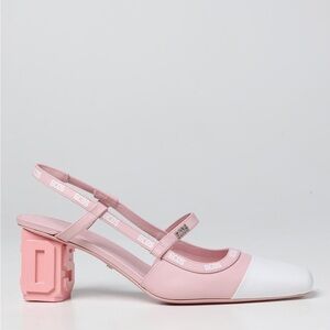 GCDS Lilit Two-tone Slingback Pumps In Pink NEW